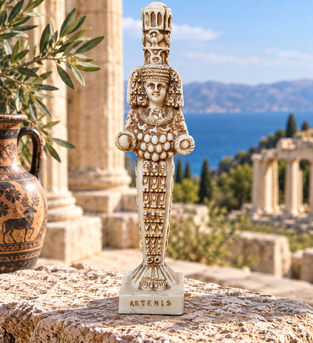Figure de la déesse Artémis à Éphèse. Déesse de la fécondité,  Reproduction de sculpture Antique gréco-romaine – 22,5 cm