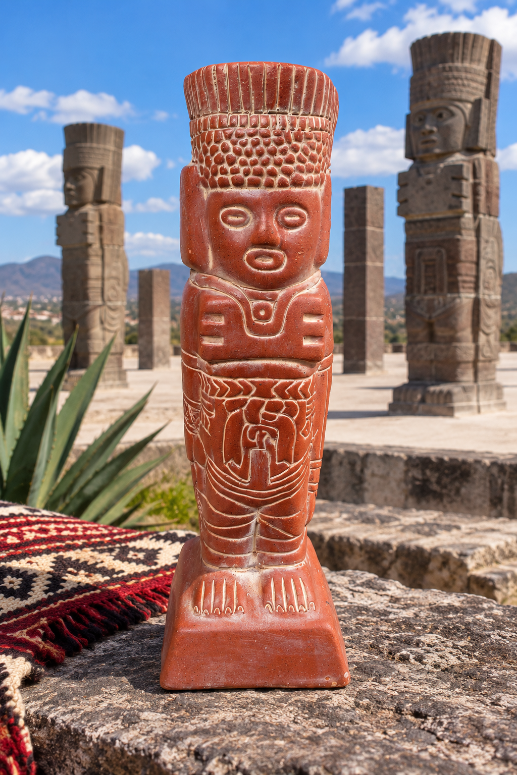 Guerrier Atlante de Tula en terre cuite – Sculpture Toltèque – Mexique – 35 cm