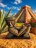 Chac Mool en Obsidienne et Mosaïque de Pierres – Sculpture Précolombienne Mexique 16 cm