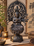 Cundī / Zhunti aux 18 bras – Grande statue bouddhique en bronze – Chine – 39 cm