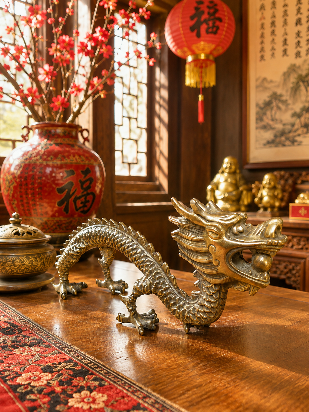 Sculpture Dragon du zodiaque chinois, animal porte-bonheur Feng Shui. Chine, Asie, Collection