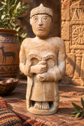 Statuette de Gudéa au Vase Jaillissant - Prince de Lagash | Sculpture Sumérienne en Argile | Art de la Mésopotamie Antique - 26cm