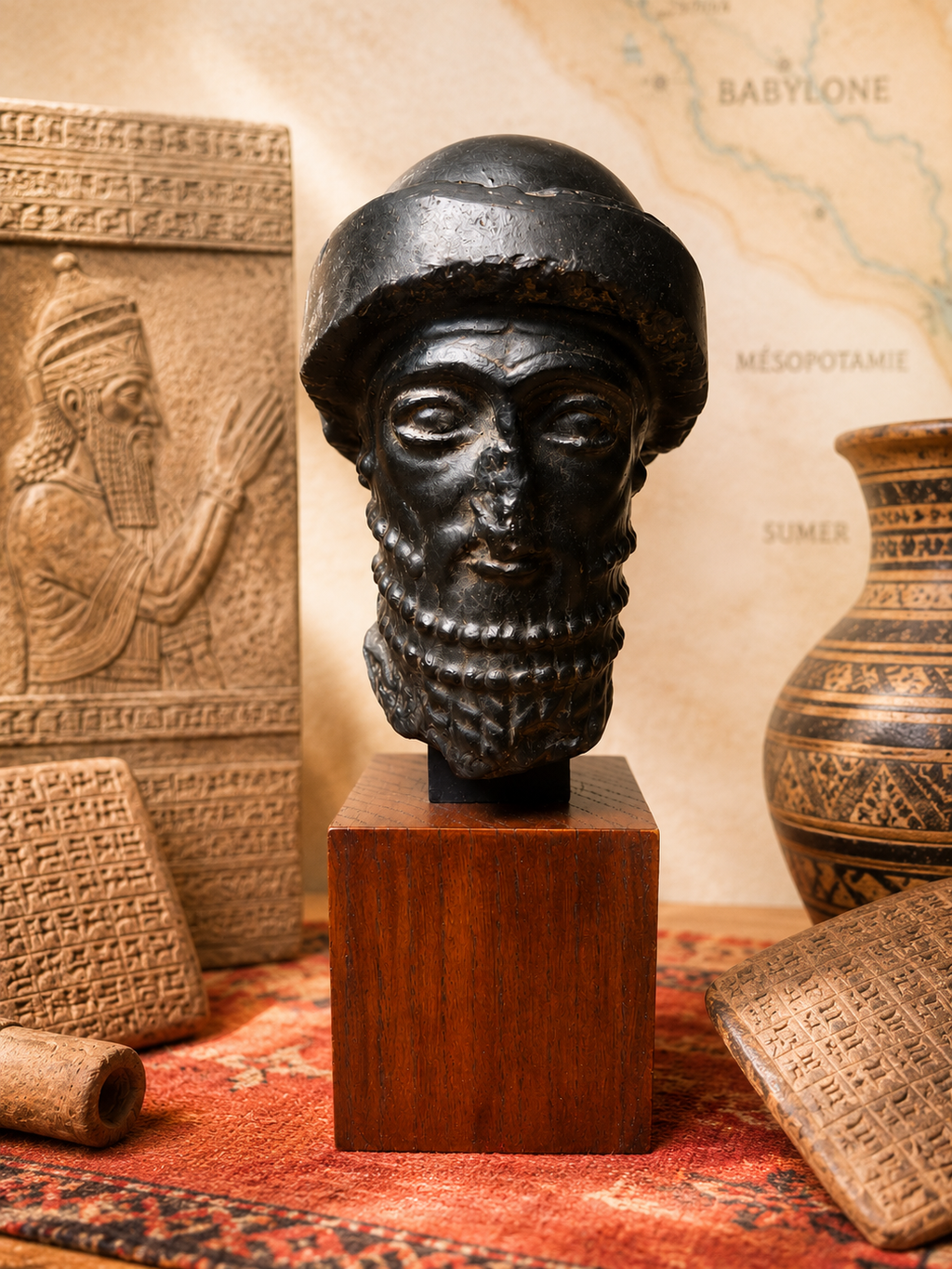 Tête royale dite « Hammurabi » – Reproduction d'œuvre du Louvre – Mésopotamie