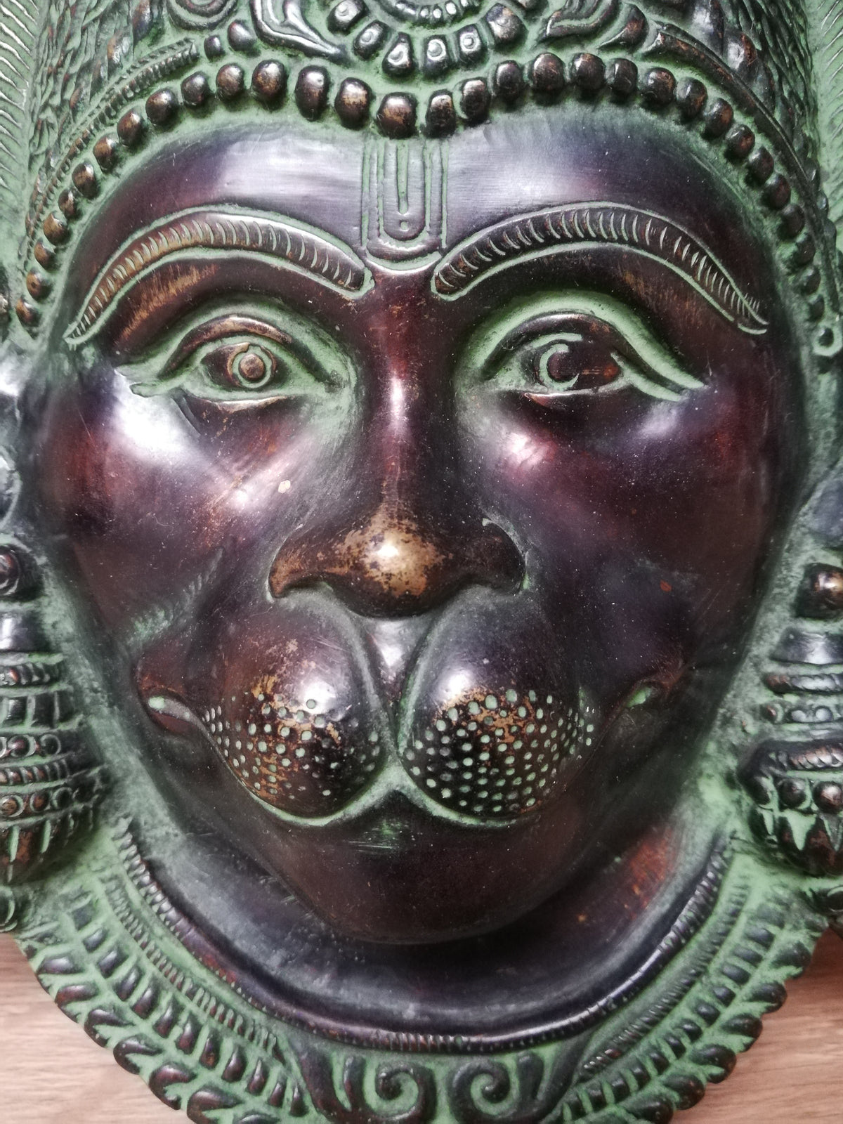 Masque Ancien du Seigneur Hanuman en Bronze, Divinité Hindou, Asie, Collection