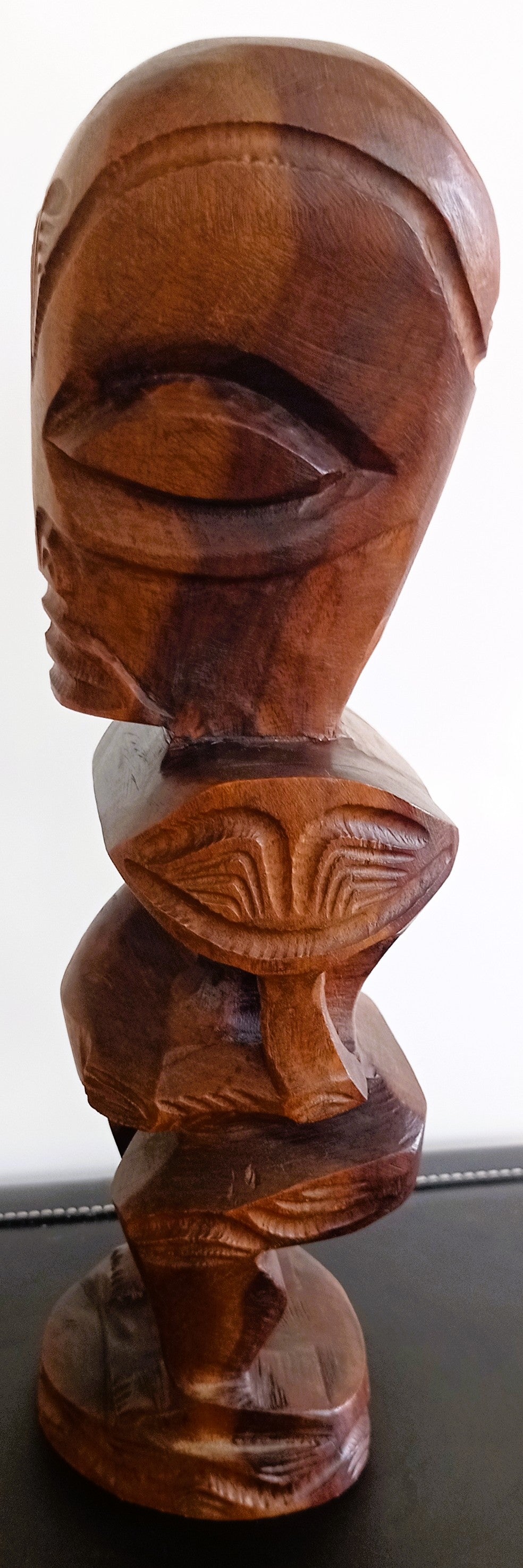 Couple de Tiki polynésiens en bois sculpté – Homme & Femme – Art des îles du Pacifique – 30 cm