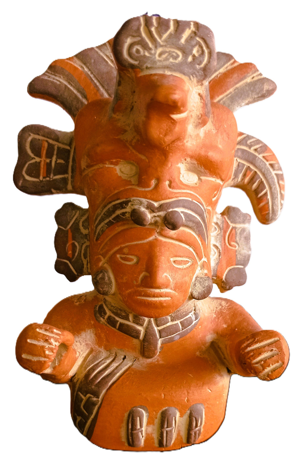 Statuette de chef guerrier – Art précolombien d’inspiration zapotèque – Terre cuite polychrome
