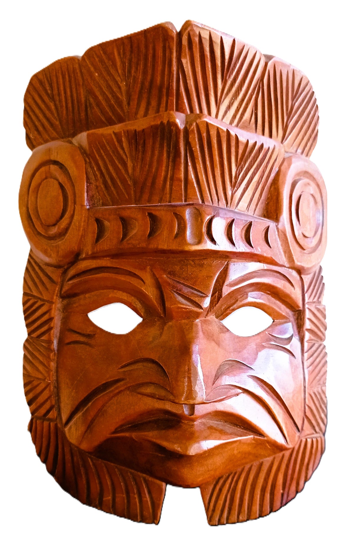 Masque guatémaltèque en bois sculpté – Inspiration Maya – Artisanat traditionnel – 25 cm
