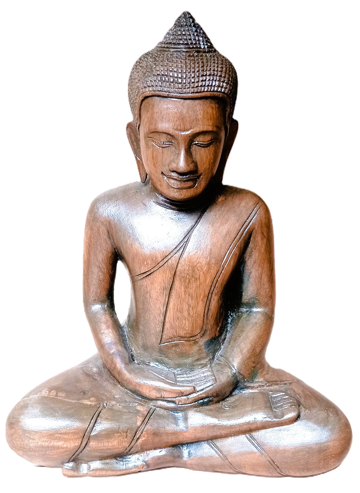 Bouddha en méditation en bois sculpté – Art khmer – Cambodge