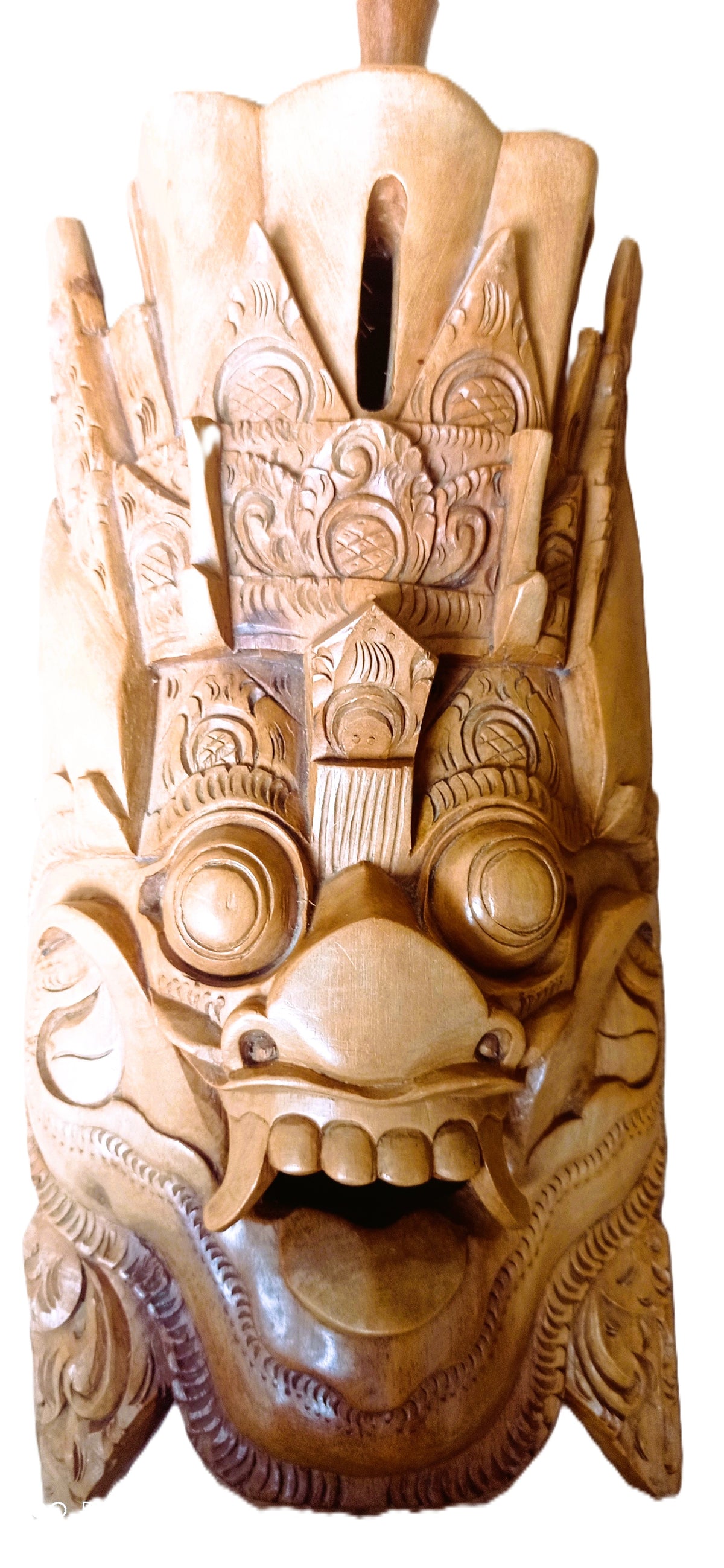 Masque ethnique Indonésien en bois sculpté, Masque Barong, Bali, Indonésie