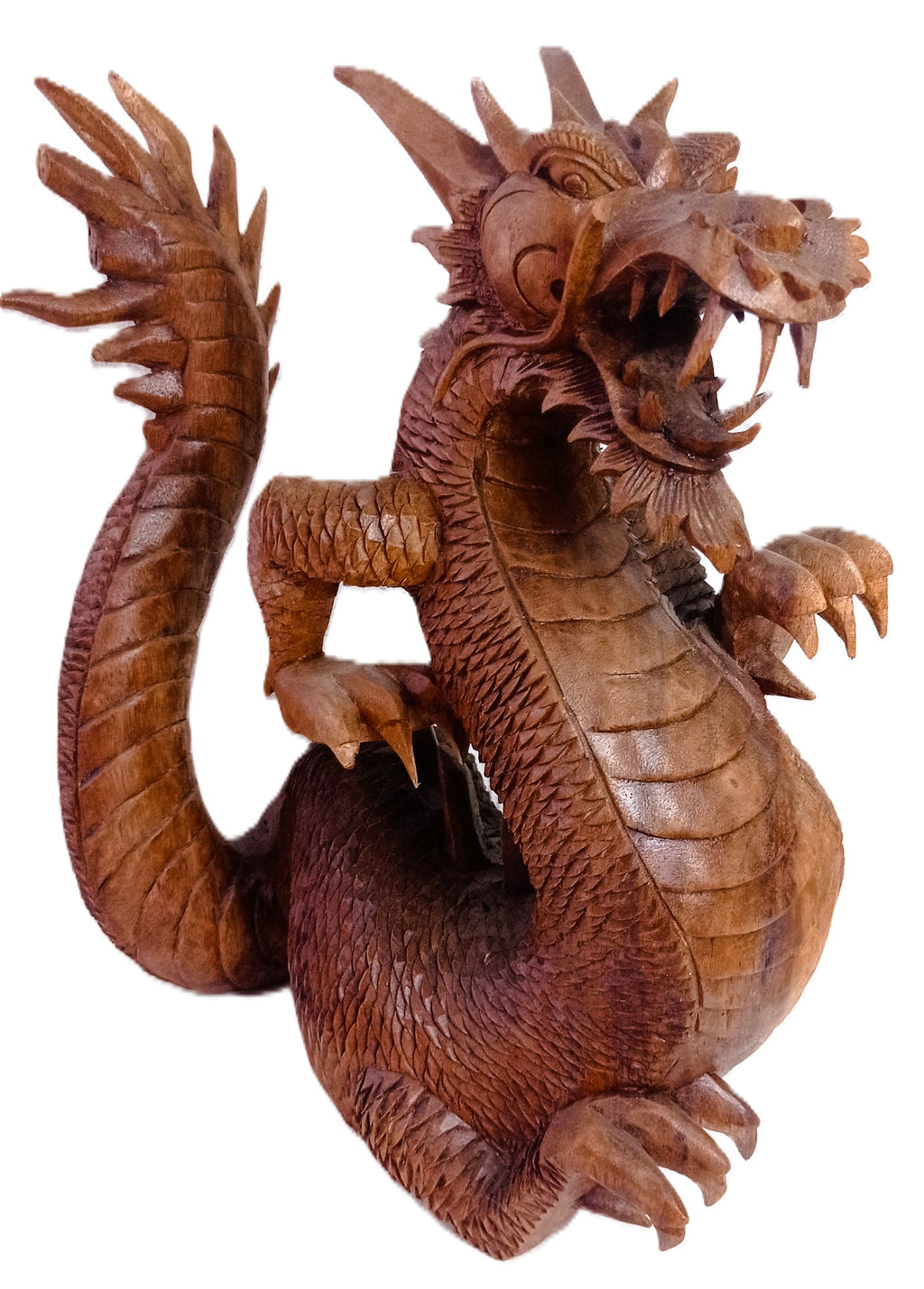 Sculpture artisanale en bois , Dragon Asiatique protecteur. Asie