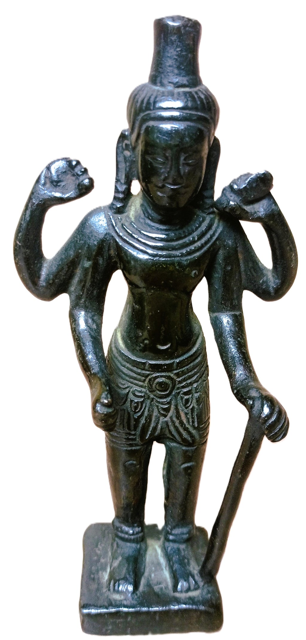 Statue Ancienne de Vishnu à quatre bras – Sculpture en bronze style Khmer – Art spirituel d’Asie du Sud-Est