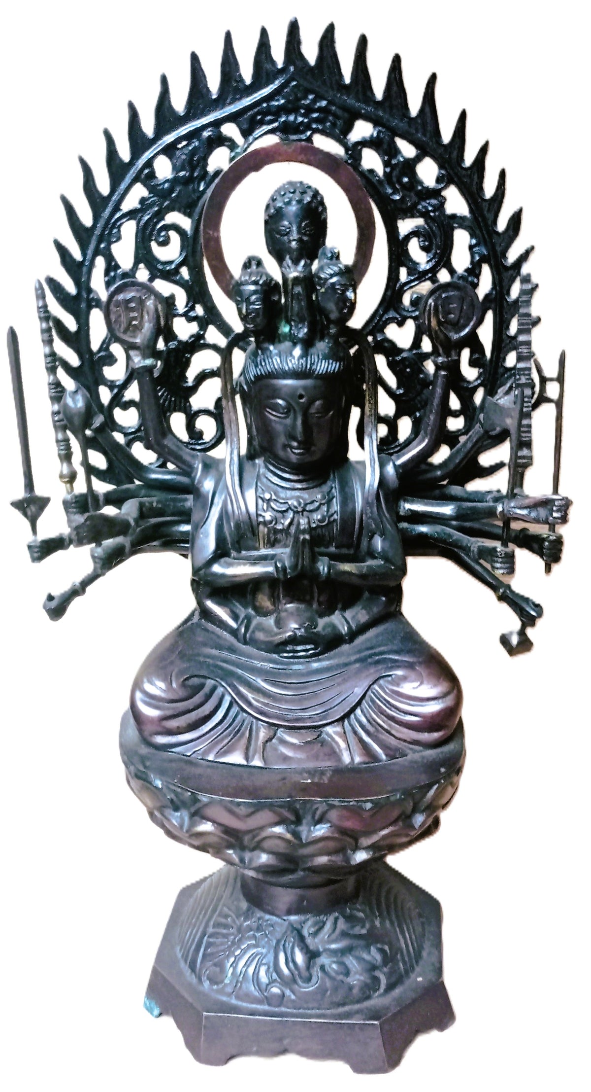 Cundī / Zhunti aux 18 bras – Grande statue bouddhique en bronze – Chine – 39 cm