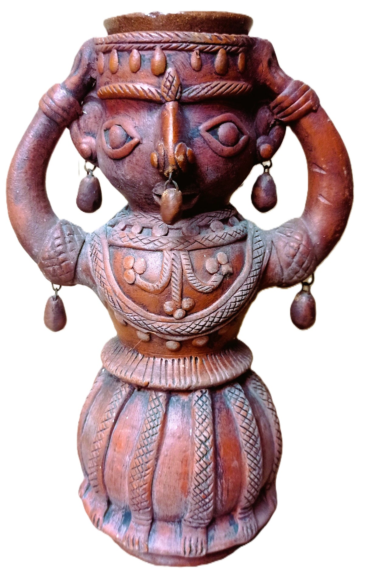 Statuette ancienne Inde Sadum – Femme en terre cuite artisanale – Andhra Pradesh – 32 cm