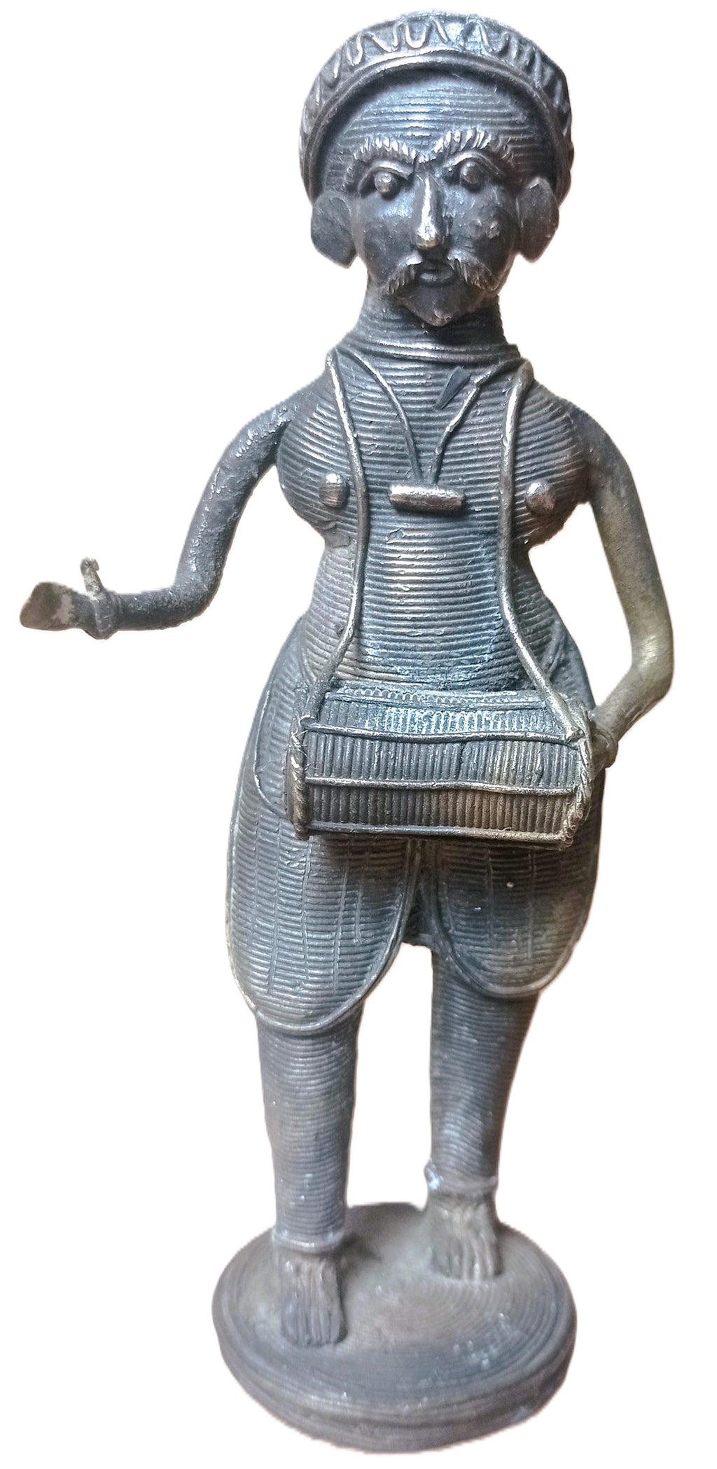 Statuette Bastar en laiton, Art Tribal Dokra, musicien. art tribal Inde.
