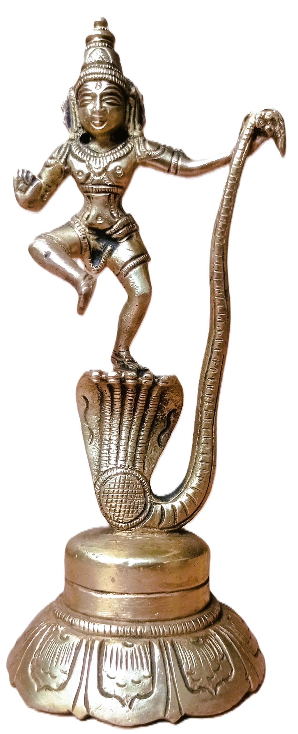 Krishna dansant sur Kaliya – Statue hindoue en laiton – Inde