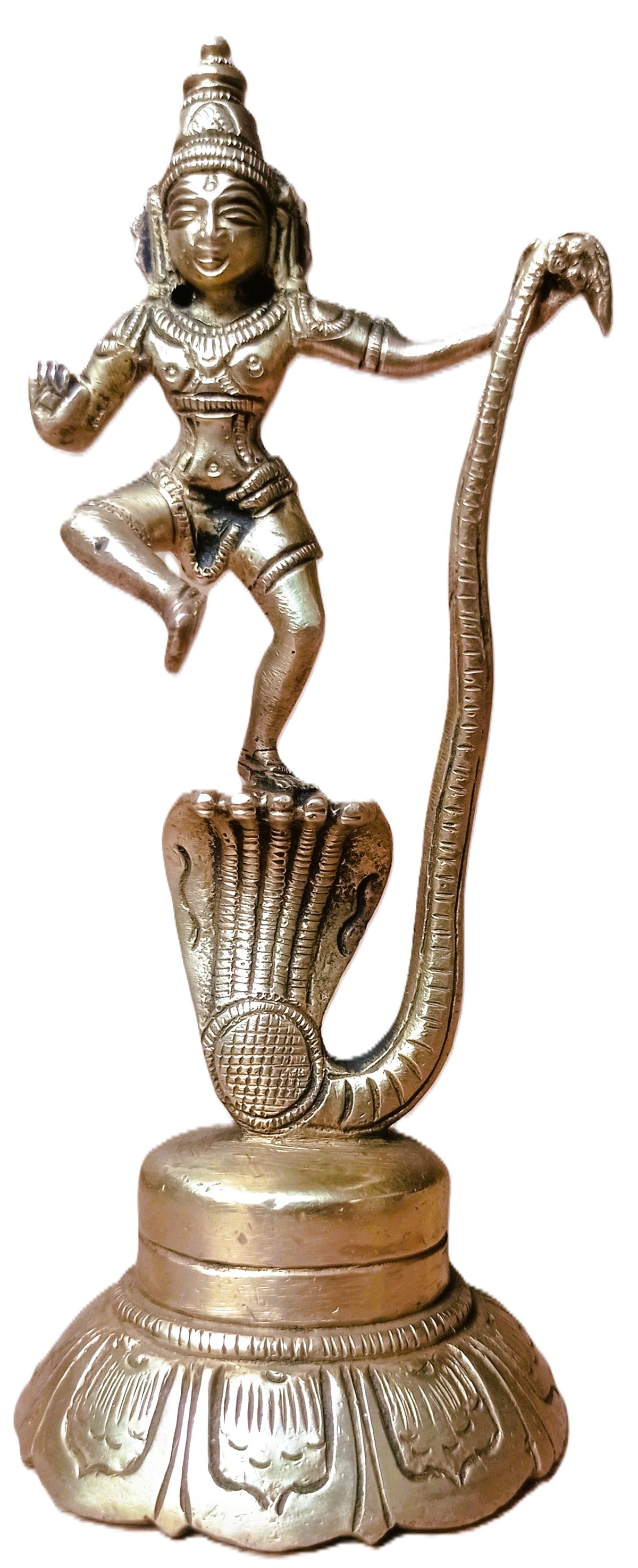 Krishna dansant sur Kaliya – Statue hindoue en laiton – Inde