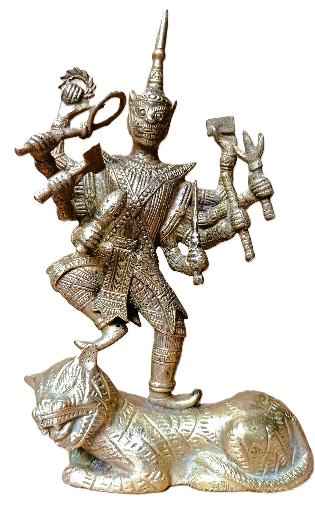 Statue de Tossakan (Thotsakan) en laiton massif – Roi-démon du Ramakien – Art thaïlandais