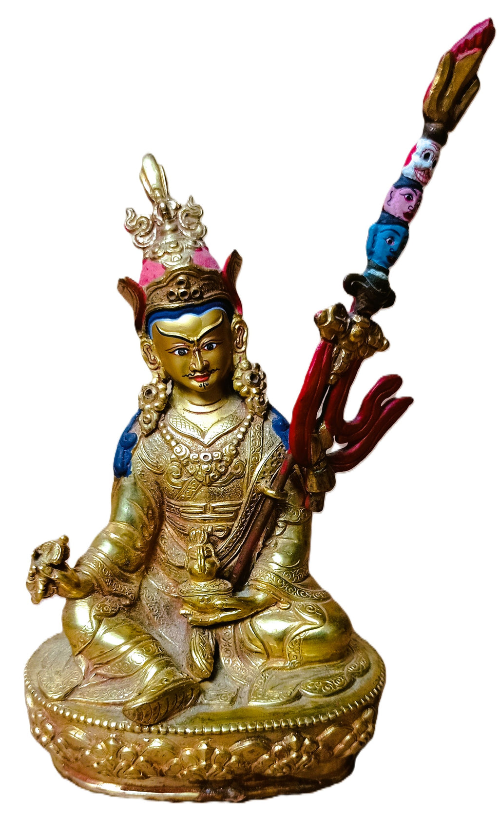 Statue en bronze de Padmasambhava, symbole de sagesse et d'illumination, Tibet.