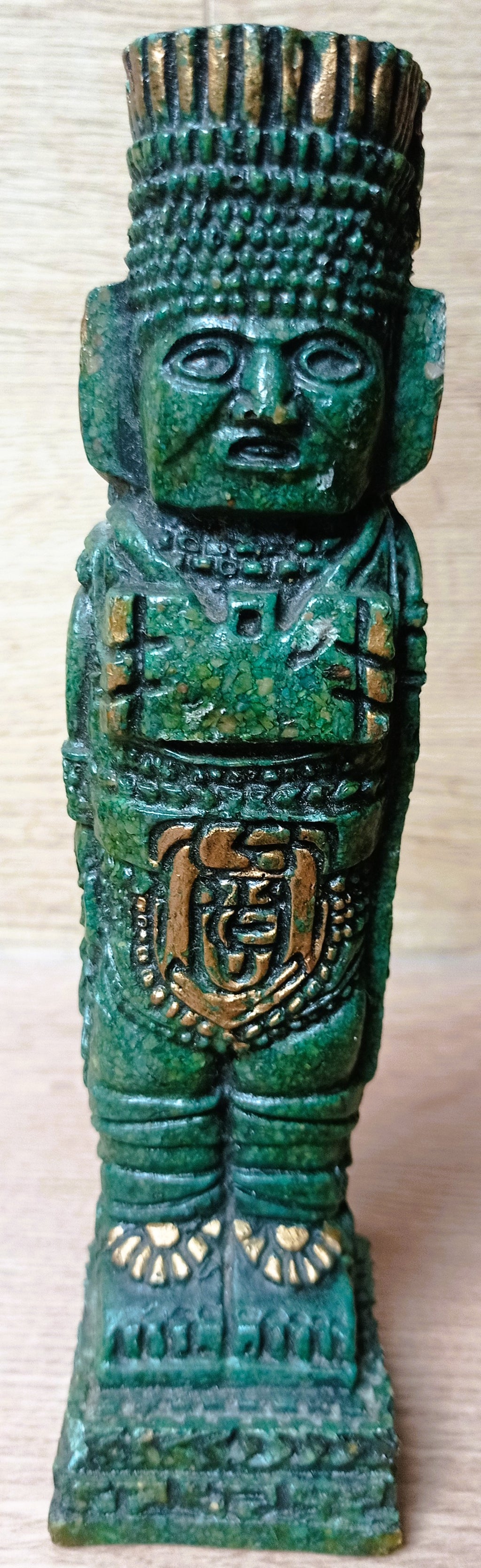 Atlante de Tula en Malachite – Guerrier Toltèque – Sculpture Mexique 19 cm
