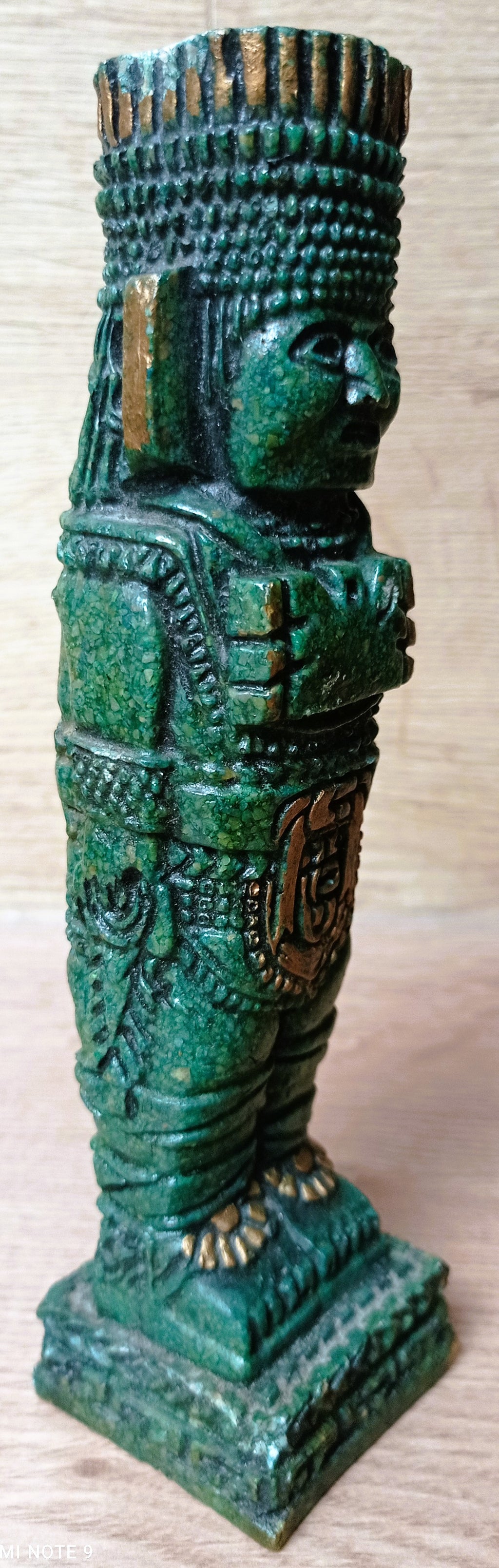 Atlante de Tula en Malachite – Guerrier Toltèque – Sculpture Mexique 19 cm