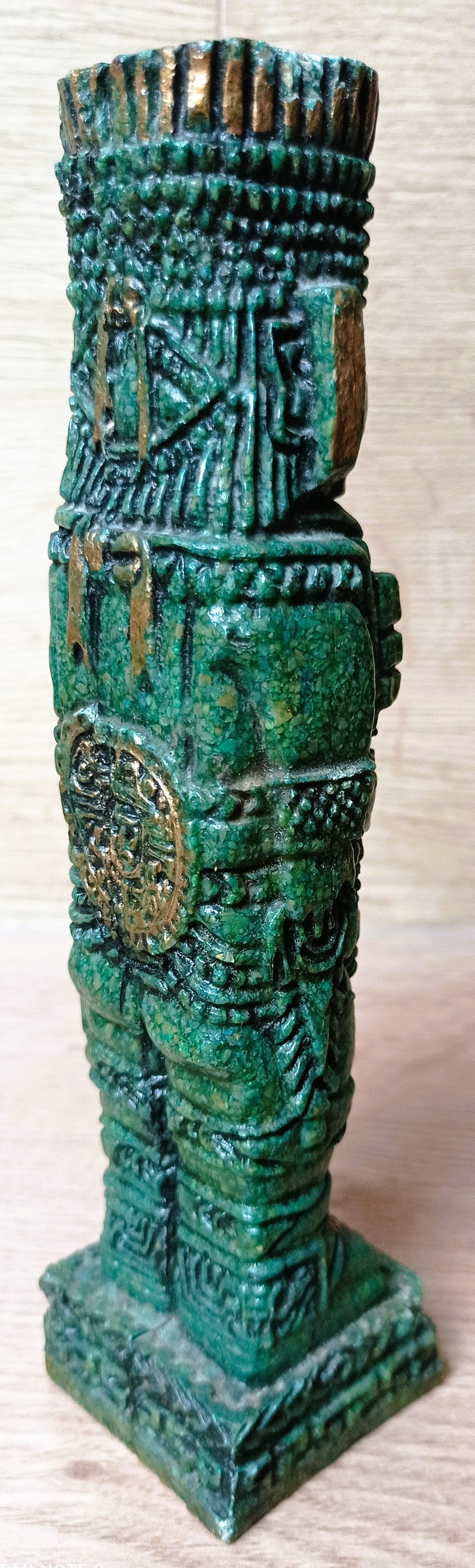 Atlante de Tula en Malachite – Guerrier Toltèque – Sculpture Mexique 19 cm