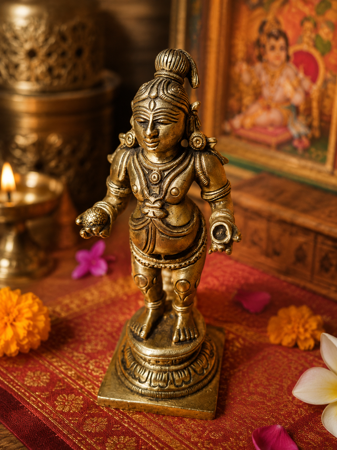 Laddu Gopal – Krishna Enfant en laiton massif – Statue Divinité hindoue, Inde, Asie.