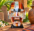 Masque mexicain en mosaïque de pierres naturelles & nacre – Inspiration Teotihuacan / Aztèque – 19 cm