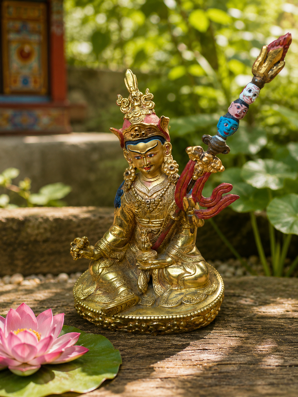 Statue en bronze de Padmasambhava, symbole de sagesse et d'illumination, Tibet.