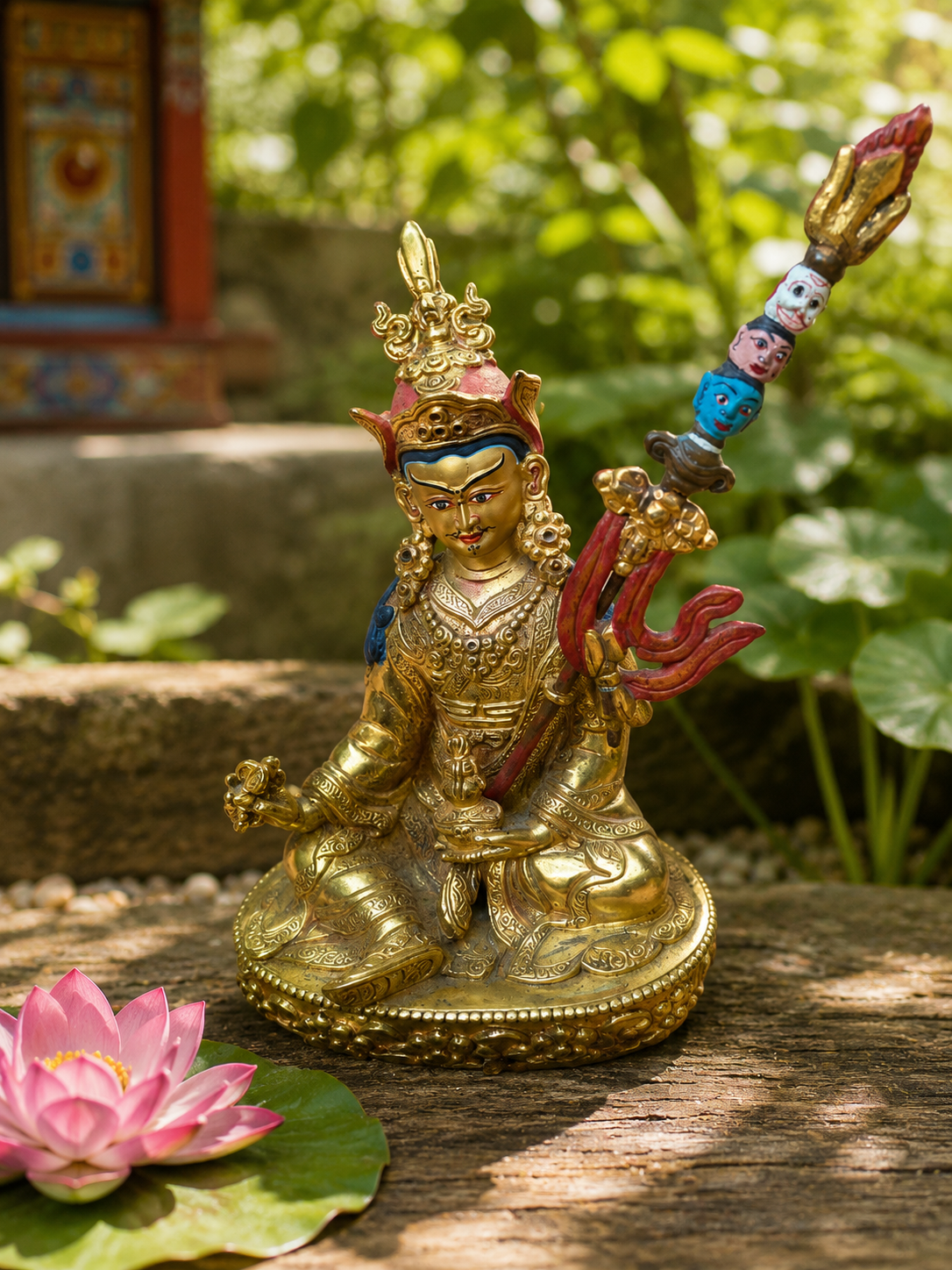 Statue en bronze de Padmasambhava, symbole de sagesse et d'illumination, Tibet.
