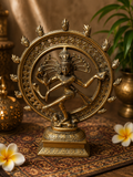 Shiva Nataraja en bronze/laiton – Dieu hindou de la danse cosmique – Inde – 24 cm