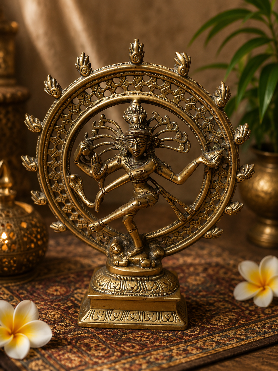 Shiva Nataraja en bronze/laiton – Dieu hindou de la danse cosmique – Inde – 24 cm