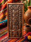 Plaque murale en cuivre repoussé – Viracocha, divinité créatrice des Andes – Pérou – 26 cm