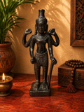 Statue Ancienne de Vishnu à quatre bras – Sculpture en bronze style Khmer – Art spirituel d’Asie du Sud-Est
