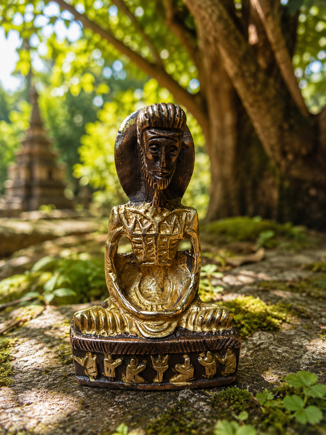 Rare Bouddha ascète en bronze doré – Siddhartha avant l'Éveil – Art bouddhique, Asie