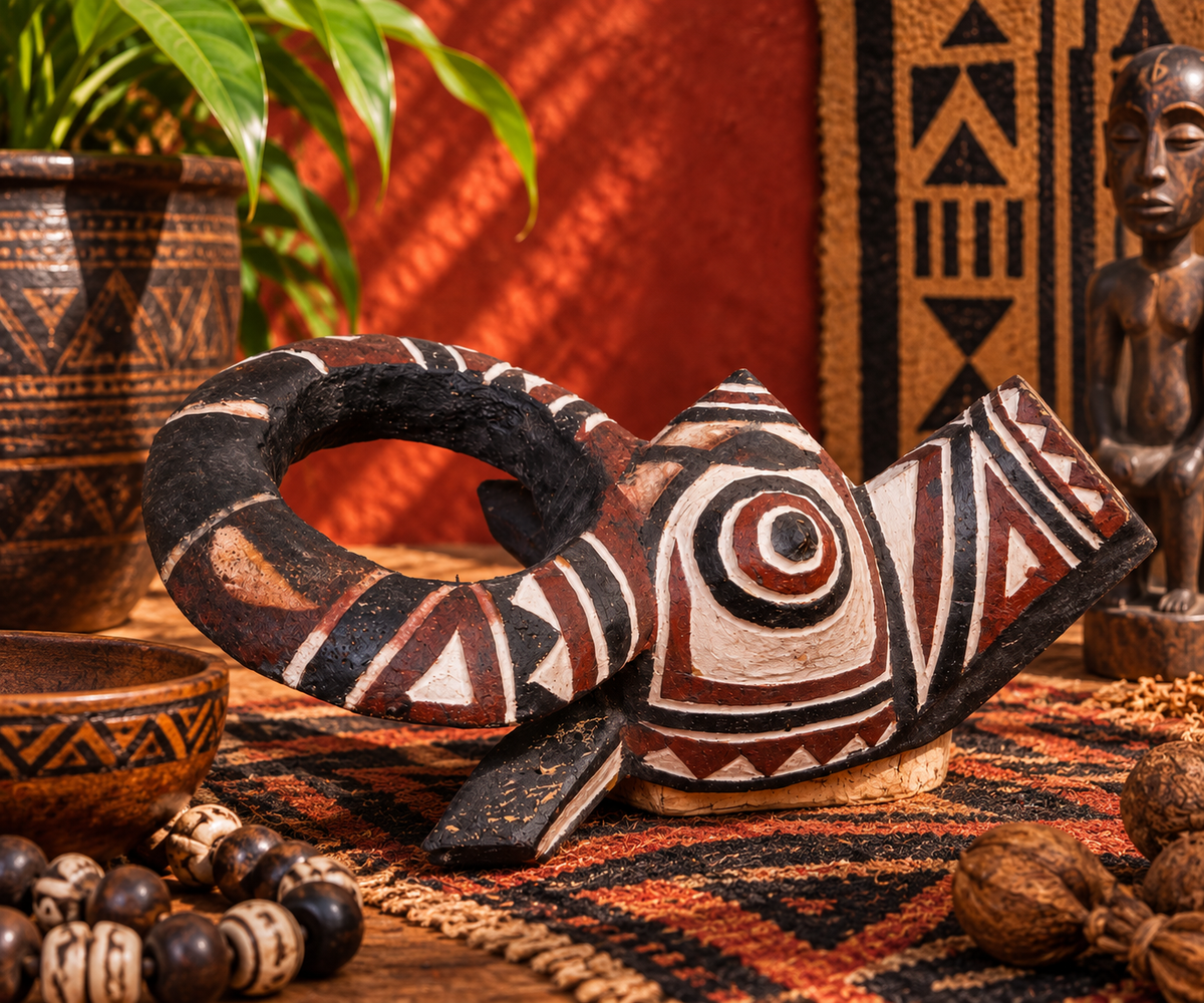 Masque buffle de style Bwa en bois polychrome – Burkina Faso – Art africain
