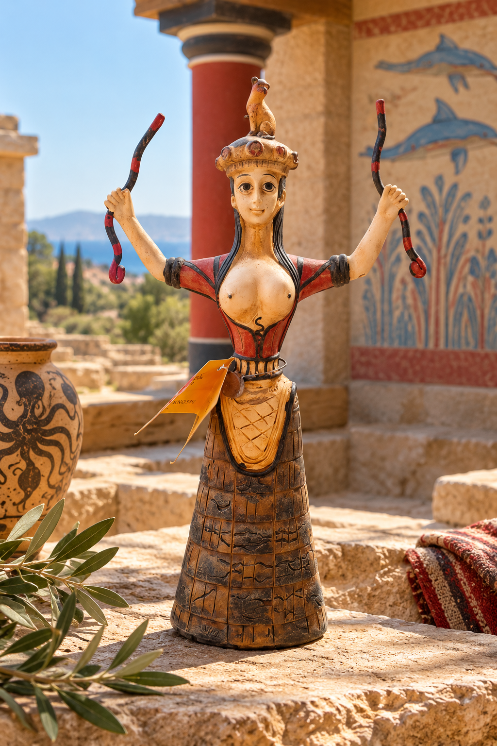 Déesse aux serpents – Réplique du Palais de Knossos – Art minoen – Crète – 23 cm