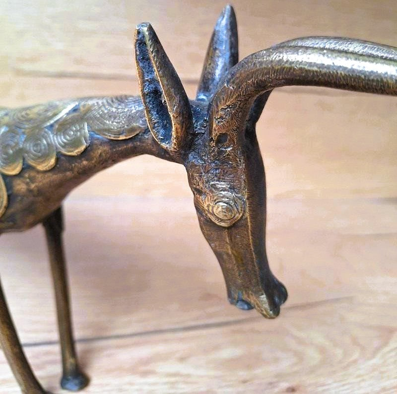 Grande antilope Africaine en bronze à la cire perdue – Artisanat du Mali – 40 cm – 2 kg