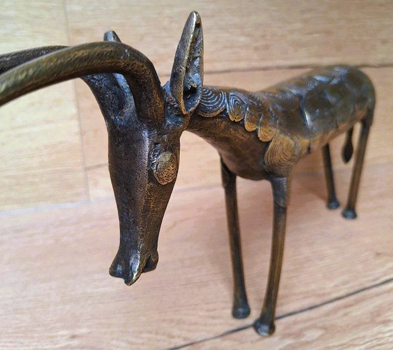 Grande antilope Africaine en bronze à la cire perdue – Artisanat du Mali – 40 cm – 2 kg