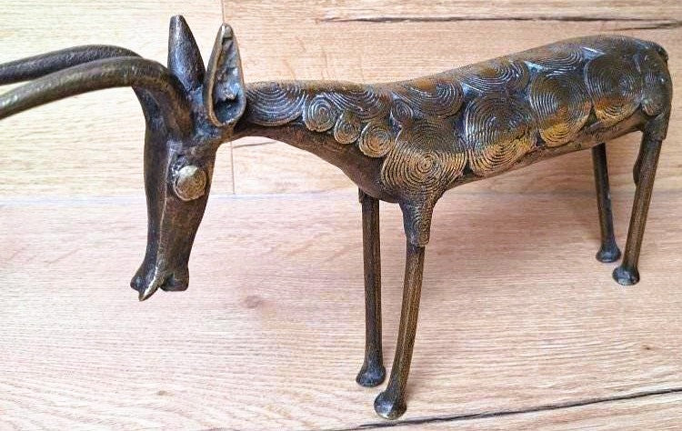Grande antilope Africaine en bronze à la cire perdue – Artisanat du Mali – 40 cm – 2 kg