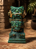 Sculpture en malachite – Figure précolombienne au félin – Mexique – 13 cm