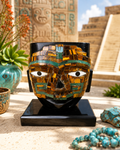Buste mexicain en obsidienne & mosaïque de pierres – Style Mixtèque/Aztèque