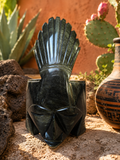 Guerrier mésoaméricain en obsidienne noire – Sculpture mexicaine 15,5 cm