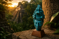 Buste de Pakal le Grand – Roi Maya de Palenque – Sculpture en Malachite composite 16 cm