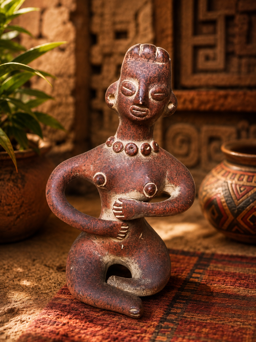 Statuette Femme Précolombienne Mexique – Terre Cuite 19,5 cm – Art Mésoaméricain