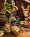 Theppanom thaïlandais agenouillé – Bronze doré et patiné – Thaïlande – 18 cm
