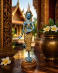 Danseuse Apsara thaïlandaise en bronze patiné et doré – Thaïlande – 25 cm