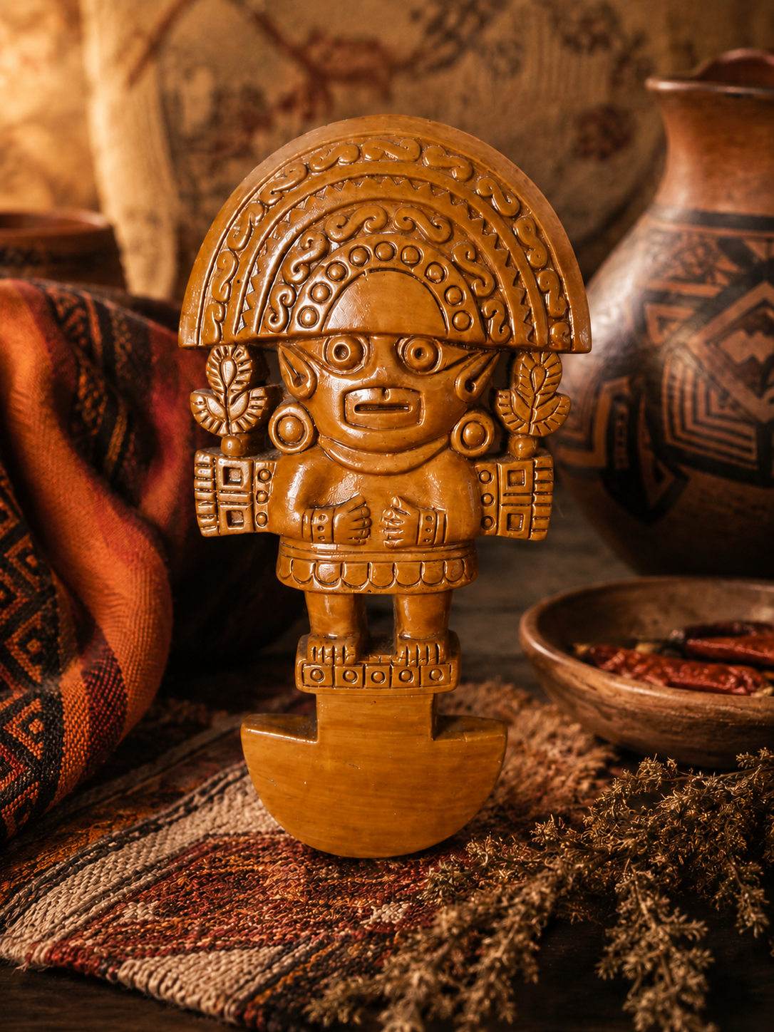 Tumi cérémoniel du Pérou – Sculpture en céramique – Art précolombien Chimú / Inca – 20 cm